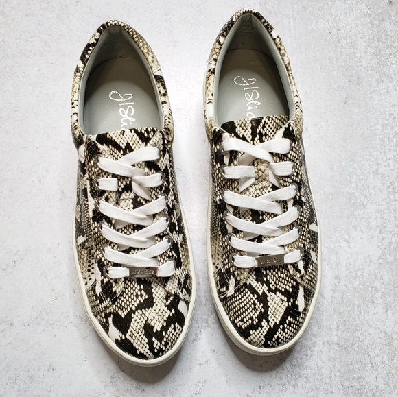 Jslides Hilton Platform Snakeskin Python Print Low Top Sneakers SZ 6.5 - Picture 2 of 8